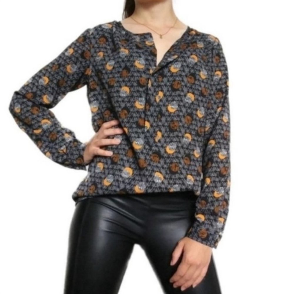 CAbi Eclipse Moon Long Sleeve Blouse